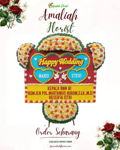 Karangan Papan Bunga Pernikahan di Mulyaharja